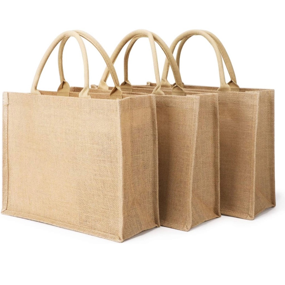 3 Pack Large Burlap Blank Tote Bags